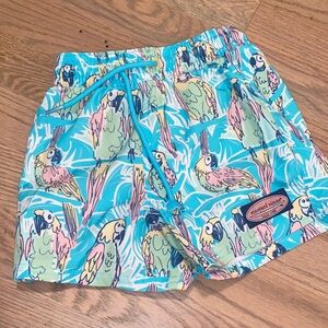 Vineyard Vines Parrot Print Swim Shorts - Blue and Green